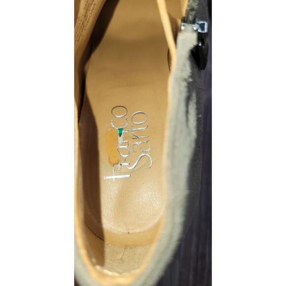 Franco Sarto Women's Dimona Boot Size 8 Block Heel Gray Suede Woven Slits - Picture 7 of 8